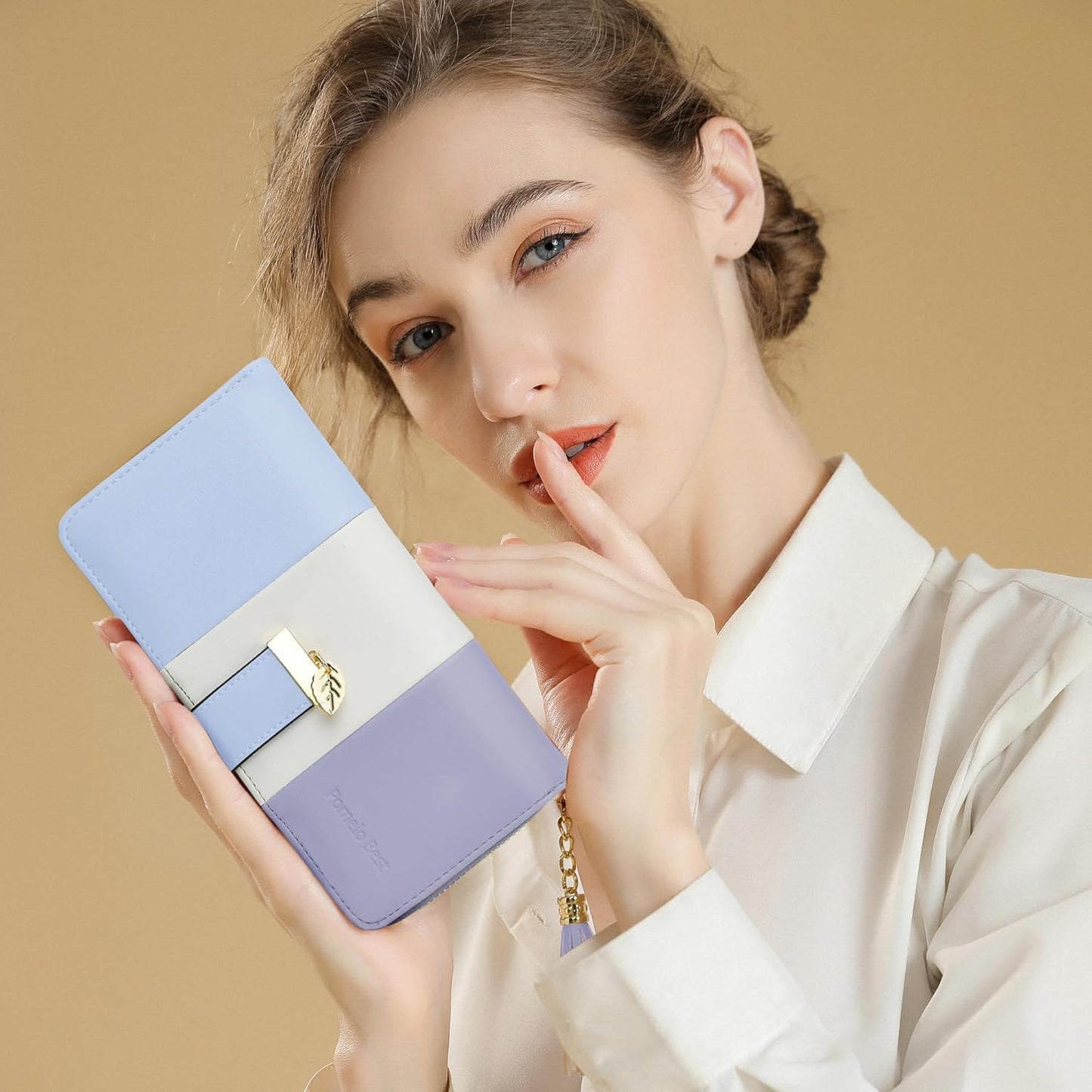 Pomelo Best Womens Wallet RFID Blocking Large Capacity Long Purse with Multiple Card Slots Zipper Phone Coin Pocket