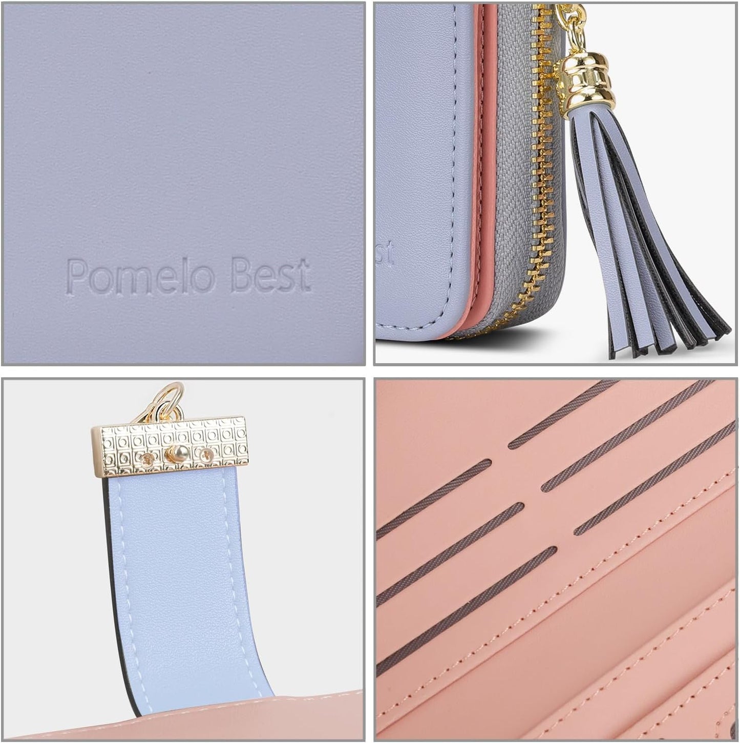 Pomelo Best Womens Wallet RFID Blocking Large Capacity Long Purse with Multiple Card Slots Zipper Phone Coin Pocket