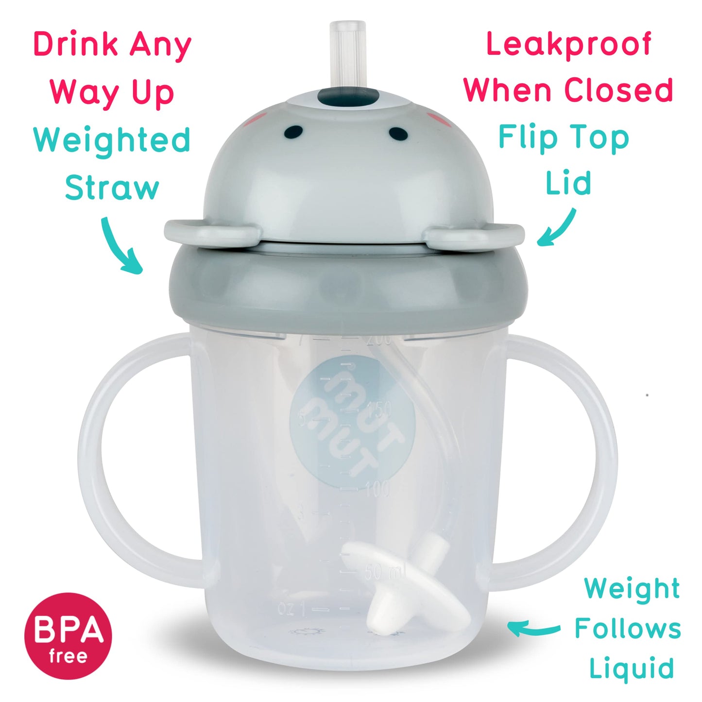TUM TUM Tippy Up Free Flow Sippy Cup (No Valve), Sippy Cup for Toddlers, 200ml, BPA Free (Betsy Bear S3)