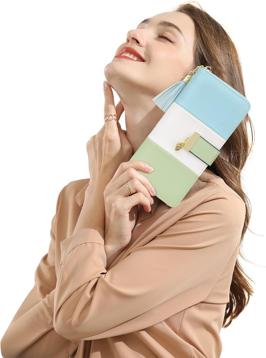 Pomelo Best Womens Wallet RFID Blocking Large Capacity Long Purse with Multiple Card Slots Zipper Phone Coin Pocket