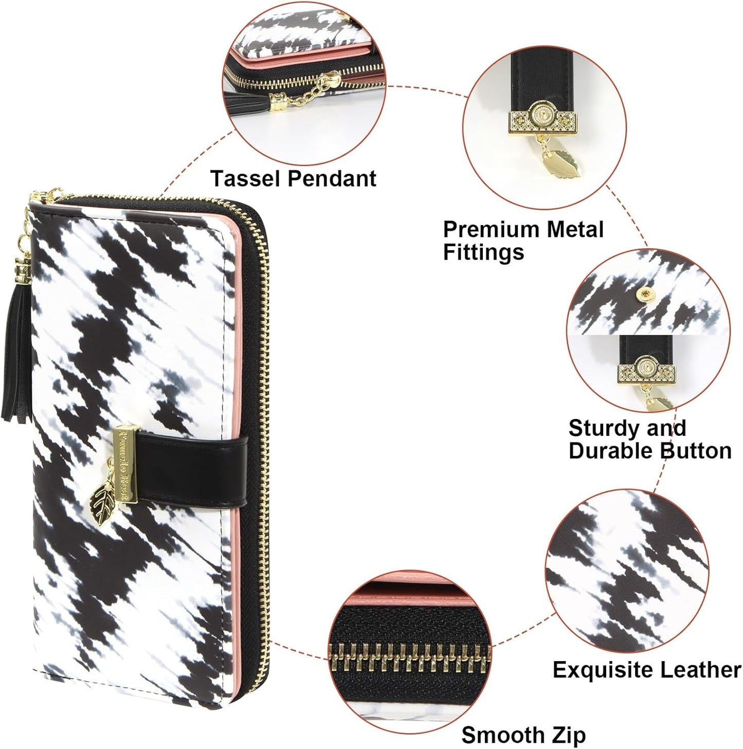 Pomelo Best Womens Wallet RFID Blocking Large Capacity Long Purse with Multiple Card Slots Zipper Phone Coin Pocket