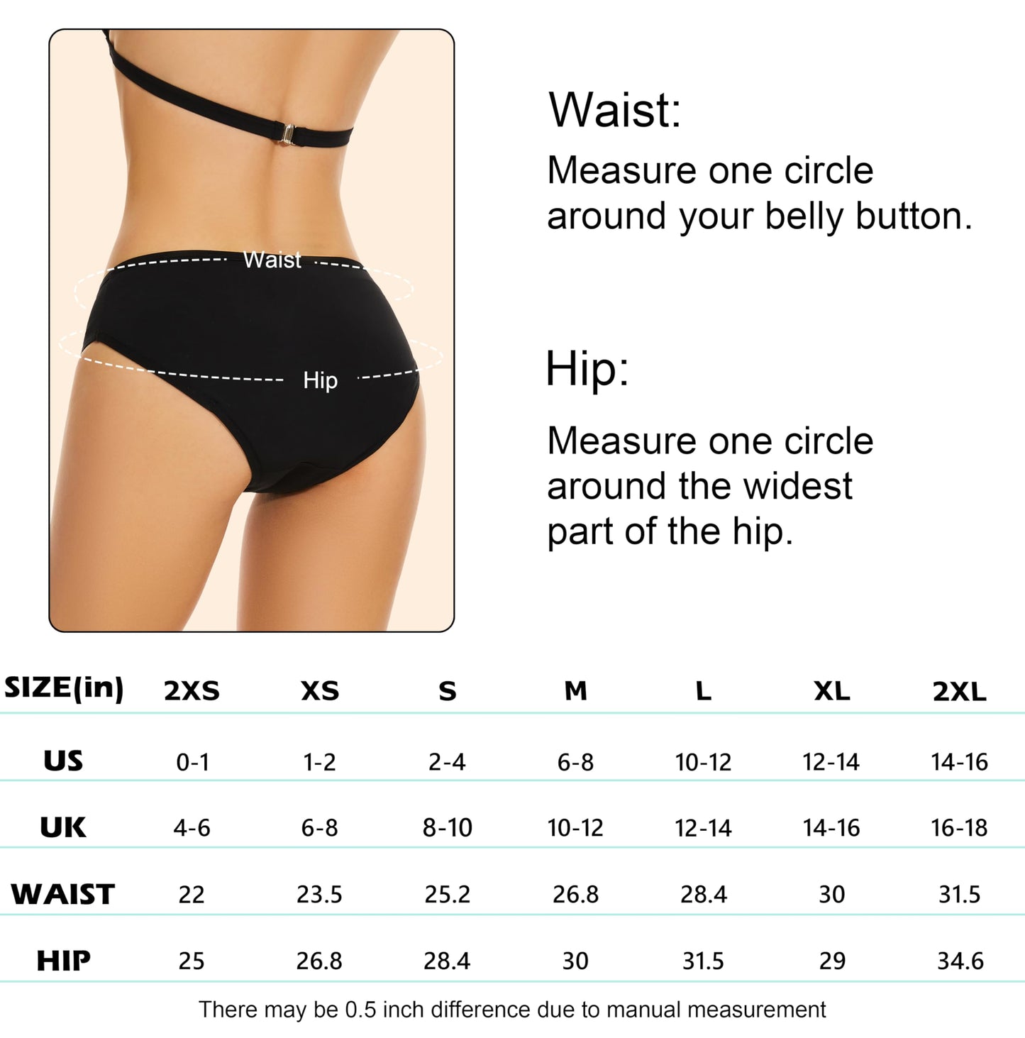 Leovqn Period Swimwear Leakproof Menstrual Bikini Waterproof Bottom UPF 50+ Swim Brief Light Flow - Teens Girls Women