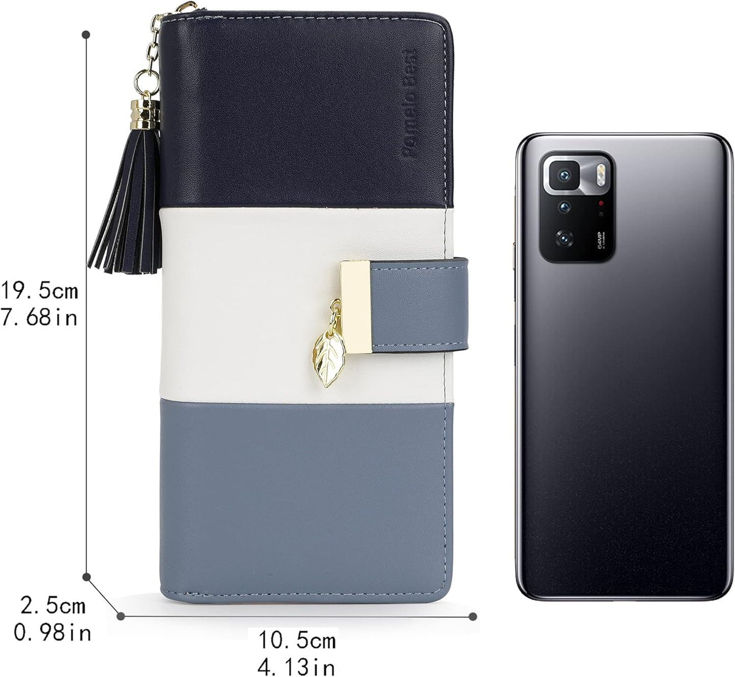 Pomelo Best Womens Wallet RFID Blocking Large Capacity Long Purse with Multiple Card Slots Zipper Phone Coin Pocket