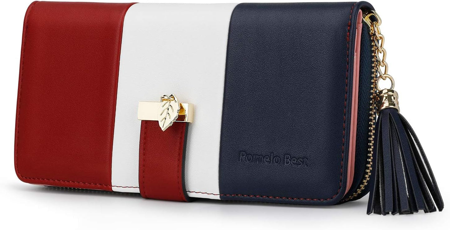 Pomelo Best Womens Wallet RFID Blocking Large Capacity Long Purse with Multiple Card Slots Zipper Phone Coin Pocket