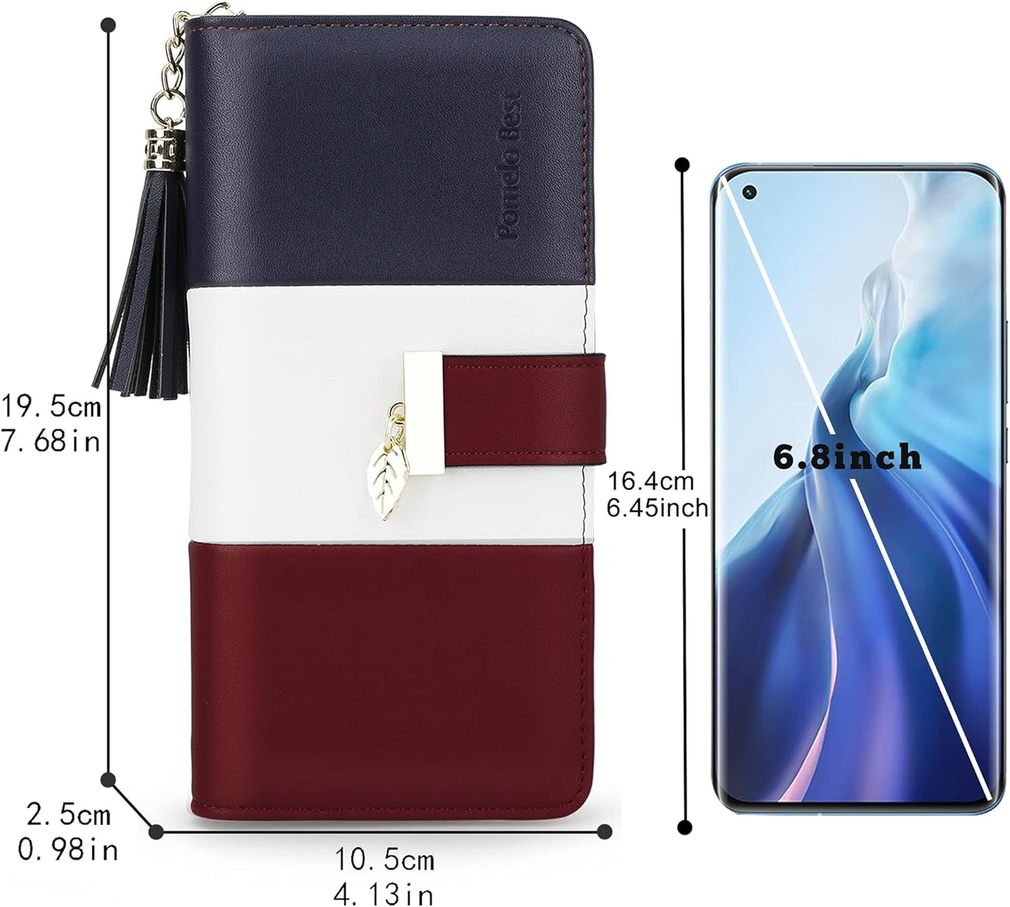 Pomelo Best Womens Wallet RFID Blocking Large Capacity Long Purse with Multiple Card Slots Zipper Phone Coin Pocket