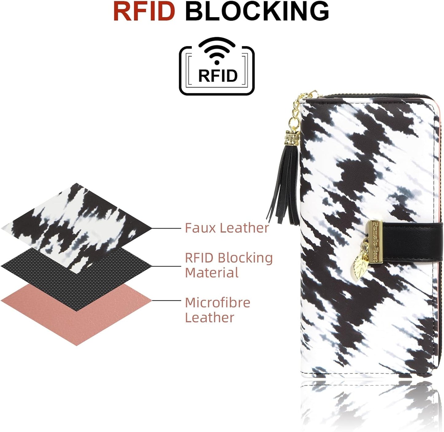 Pomelo Best Womens Wallet RFID Blocking Large Capacity Long Purse with Multiple Card Slots Zipper Phone Coin Pocket