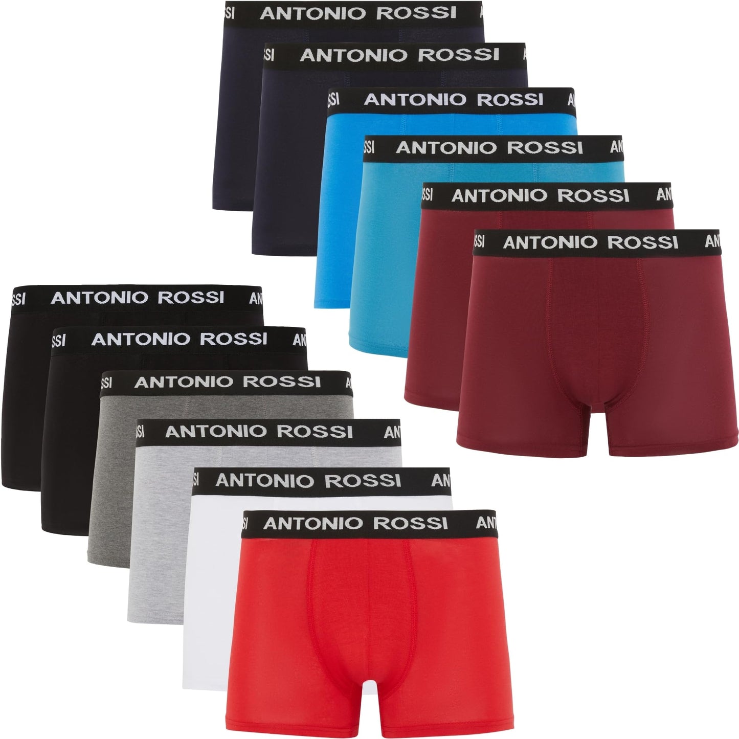 ANTONIO ROSSI (12-Pack) Men's Fitted Boxer Hipsters - Mens Boxers Shorts Multipack with Elastic Waistband - Cotton Rich, Soft and Comfortable Underwear