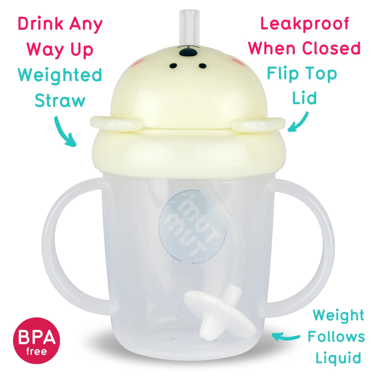 TUM TUM Tippy Up Free Flow Sippy Cup (No Valve), Sippy Cup for Toddlers, 200ml, BPA Free (Betsy Bear S3)
