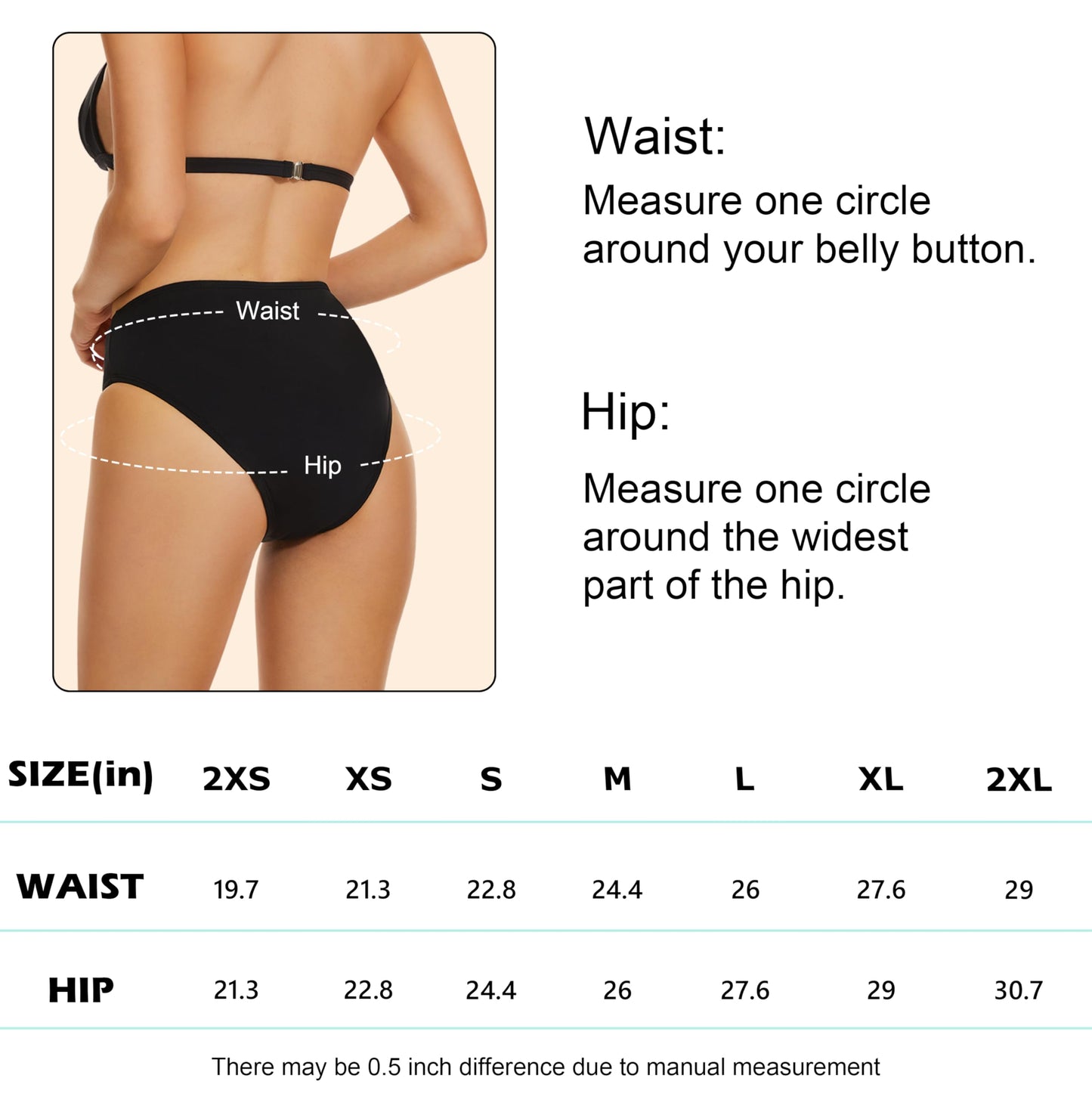 Leovqn Period Swimwear Leakproof Menstrual Bikini Waterproof Bottom UPF 50+ Swim Brief Light Flow - Teens Girls Women