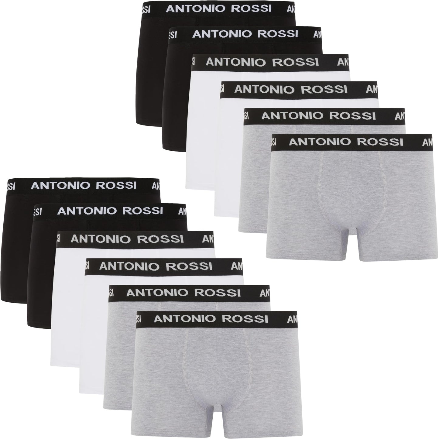 ANTONIO ROSSI (12-Pack) Men's Fitted Boxer Hipsters - Mens Boxers Shorts Multipack with Elastic Waistband - Cotton Rich, Soft and Comfortable Underwear