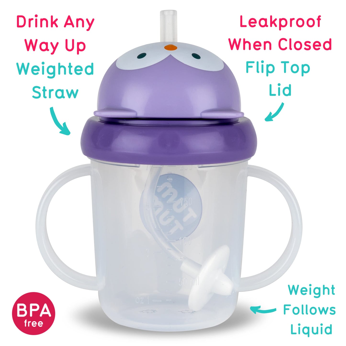TUM TUM Tippy Up Free Flow Sippy Cup (No Valve), Sippy Cup for Toddlers, 200ml, BPA Free (Betsy Bear S3)