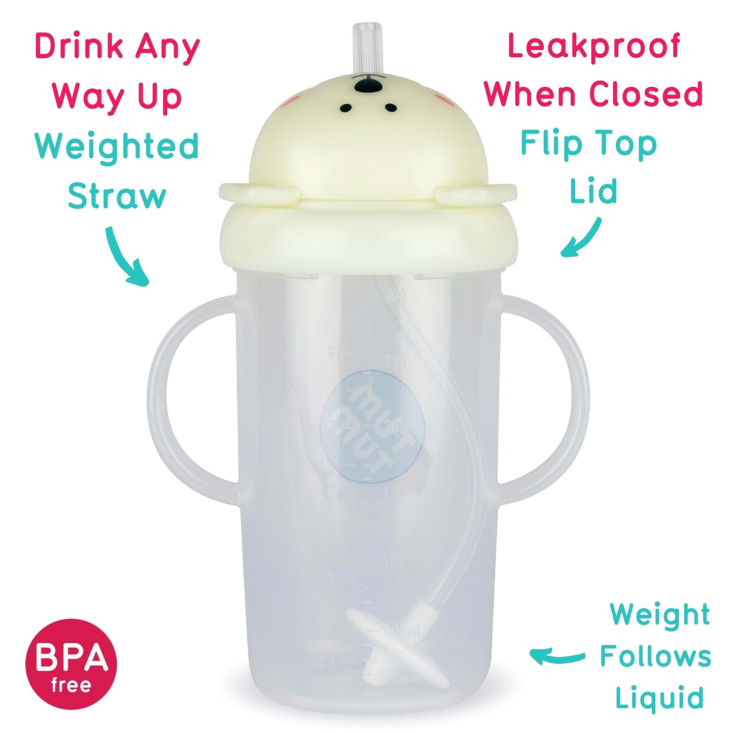 TUM TUM Tippy Up Free Flow Sippy Cup (No Valve), Sippy Cup for Toddlers, 200ml, BPA Free (Betsy Bear S3)