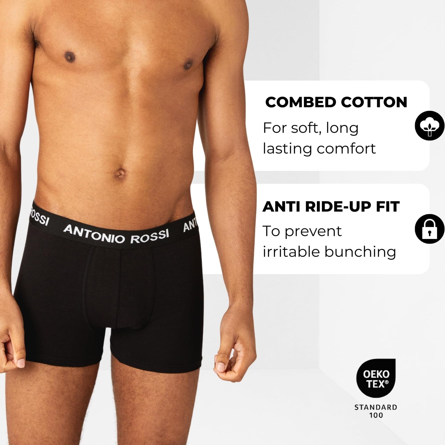 ANTONIO ROSSI (12-Pack) Men's Fitted Boxer Hipsters - Mens Boxers Shorts Multipack with Elastic Waistband - Cotton Rich, Soft and Comfortable Underwear