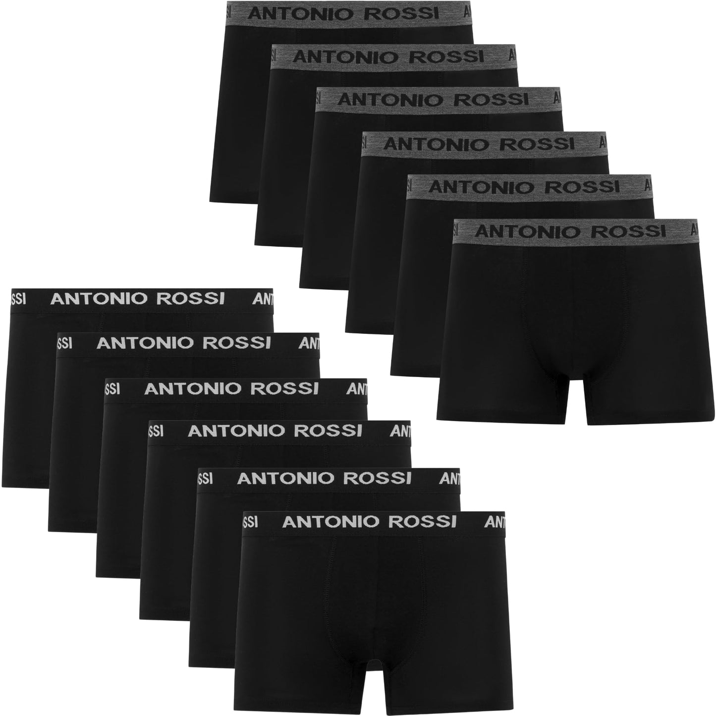 ANTONIO ROSSI (12-Pack) Men's Fitted Boxer Hipsters - Mens Boxers Shorts Multipack with Elastic Waistband - Cotton Rich, Soft and Comfortable Underwear