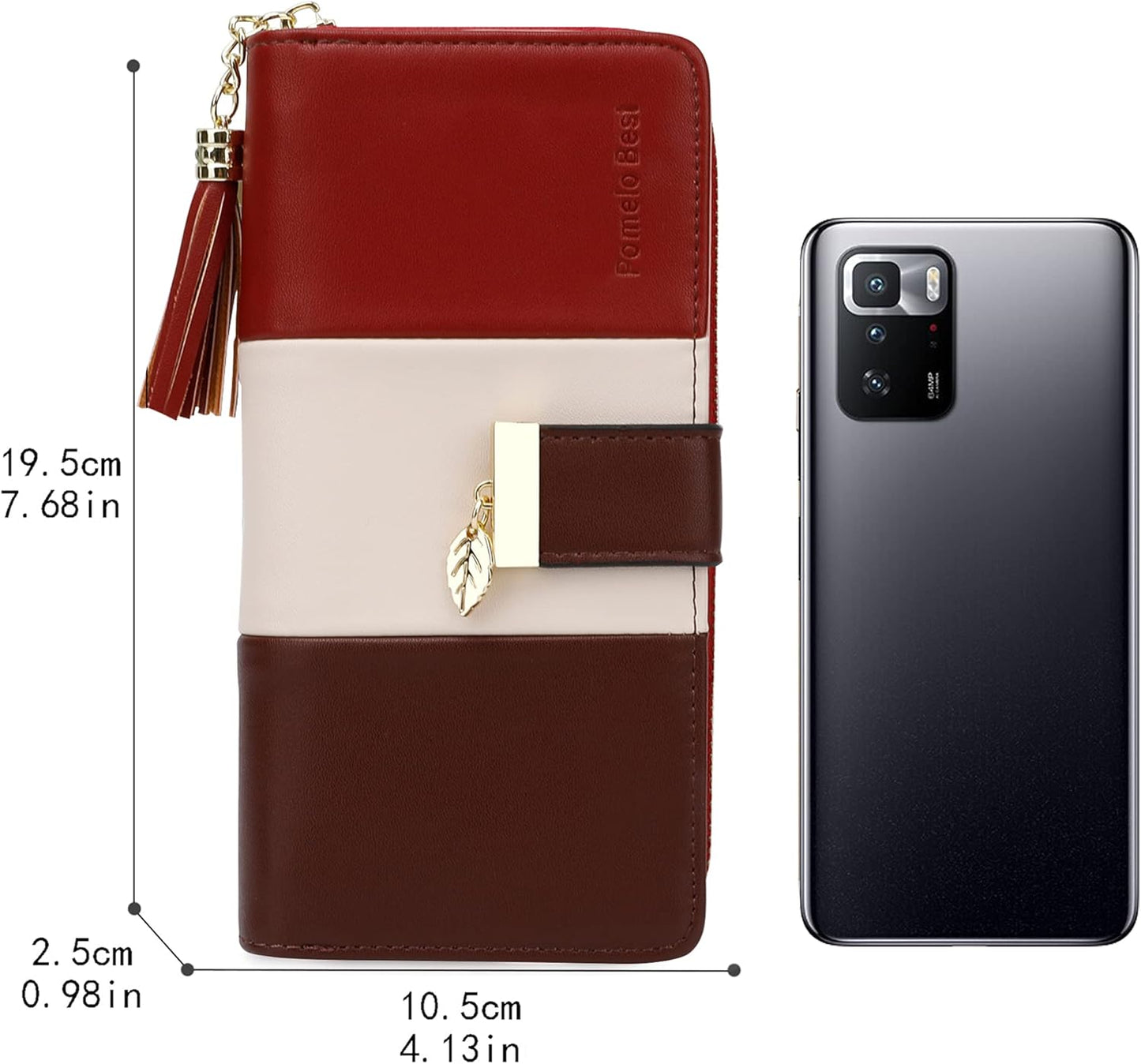Pomelo Best Womens Wallet RFID Blocking Large Capacity Long Purse with Multiple Card Slots Zipper Phone Coin Pocket