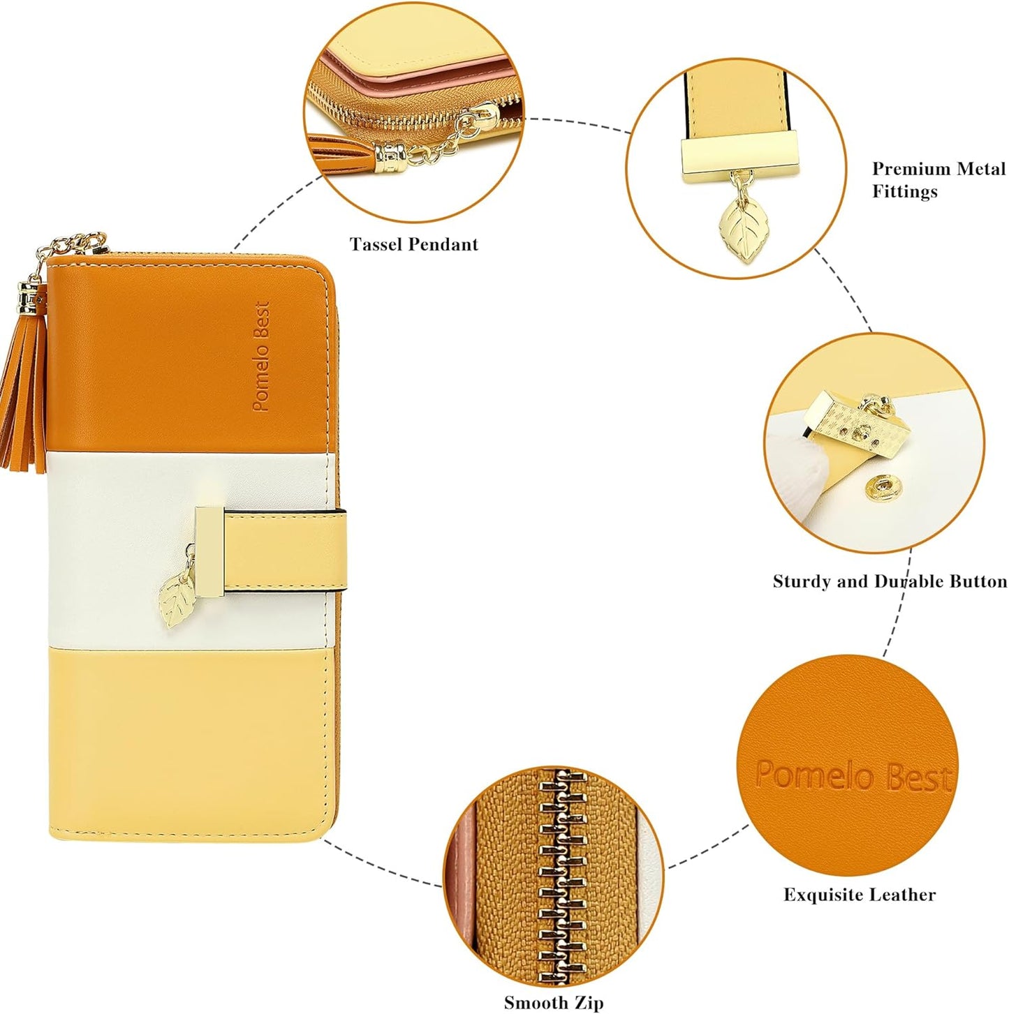 Pomelo Best Womens Wallet RFID Blocking Large Capacity Long Purse with Multiple Card Slots Zipper Phone Coin Pocket