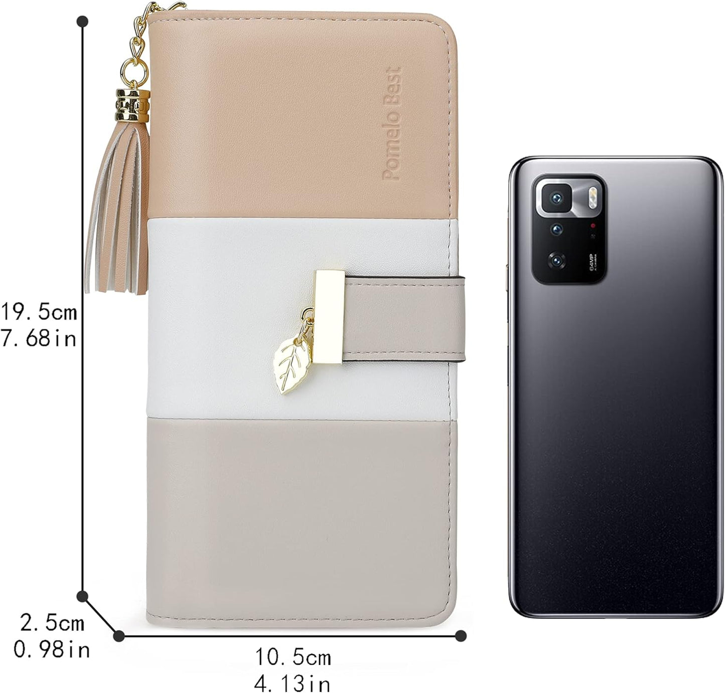 Pomelo Best Womens Wallet RFID Blocking Large Capacity Long Purse with Multiple Card Slots Zipper Phone Coin Pocket