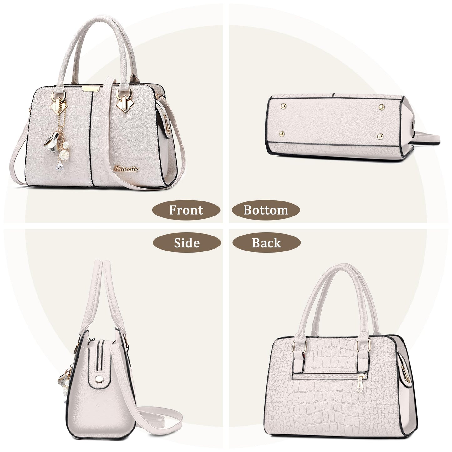 FORRICA Handbags for Women Elegant Pendant Ladies Shoulder Bags Top Handle Crossbody Bag PU Leather for Shopping Work Dating Black B
