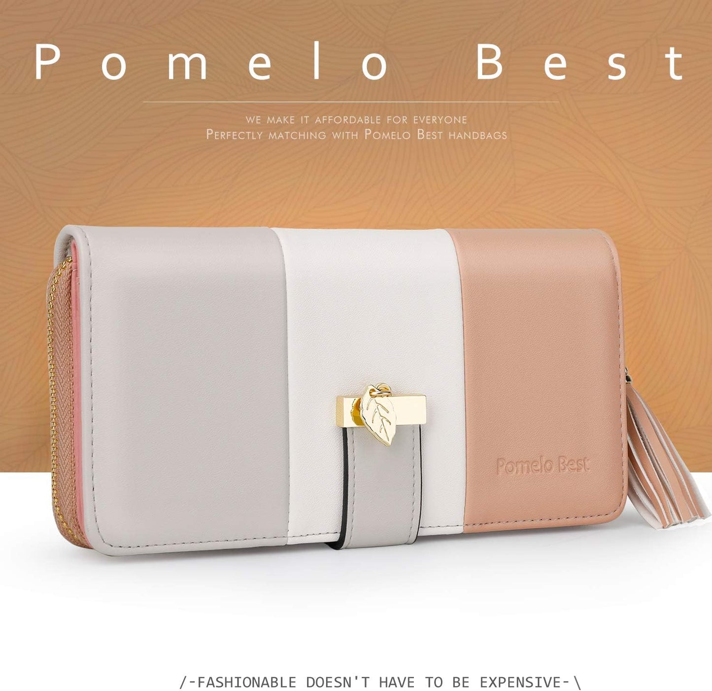 Pomelo Best Womens Wallet RFID Blocking Large Capacity Long Purse with Multiple Card Slots Zipper Phone Coin Pocket