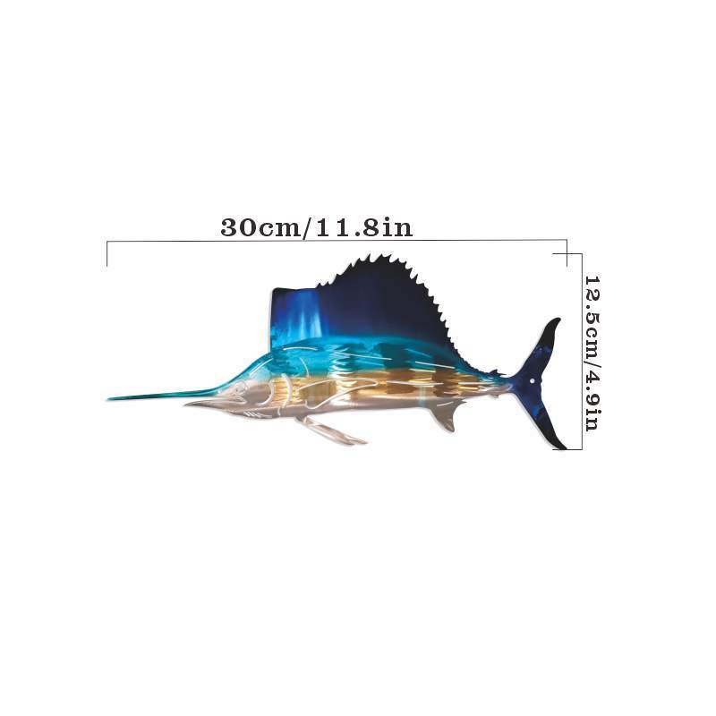 Tropical Metal Sailfish Wall Art | Wrought Iron Sculpture Decor