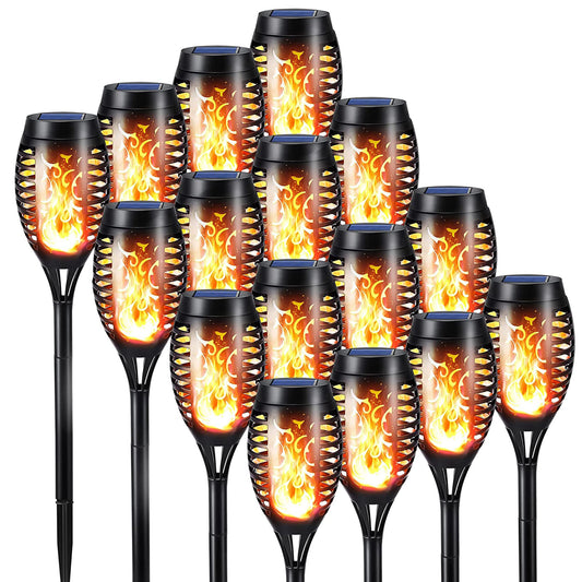 NEXVIN 8 Pack Solar Flickering Dancing Flame Lights Waterproof Solar Torch Lights for Outdoor Garden Patio Pathway Yard Driveway Halloween Decorative