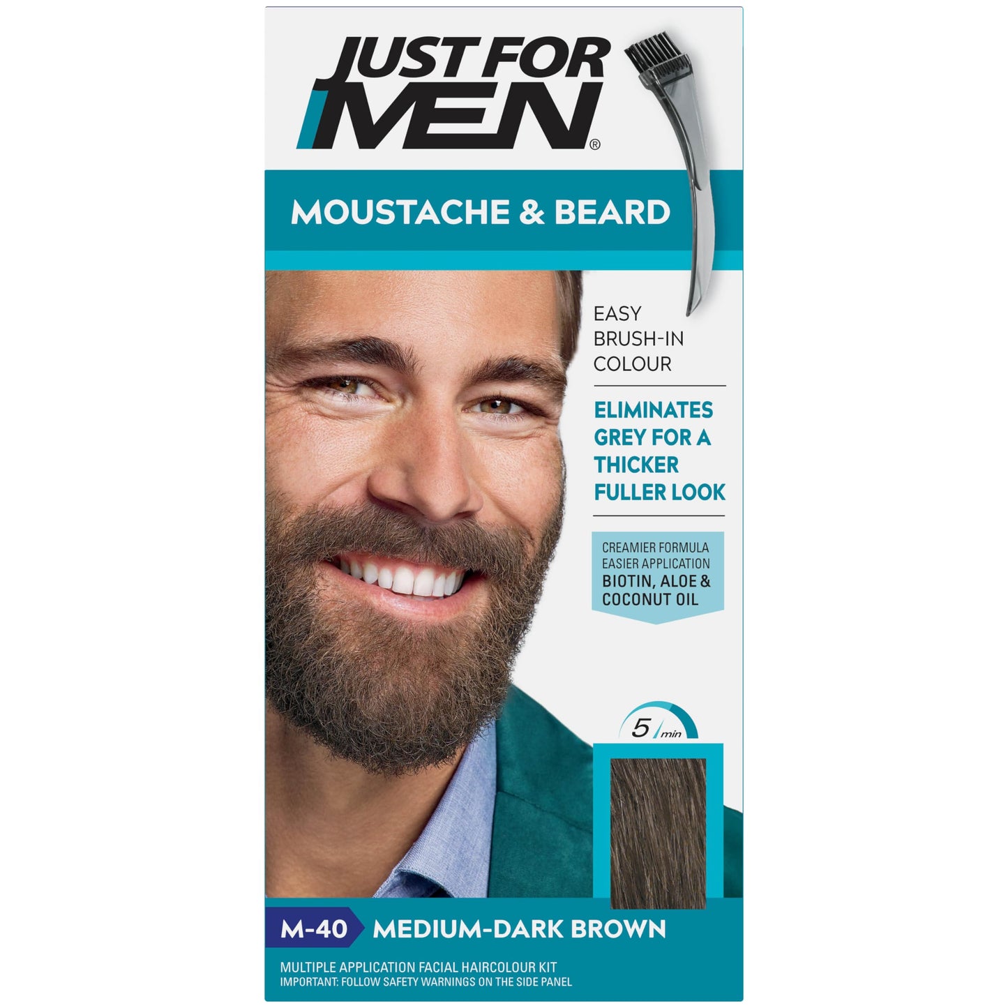 Just for men Moustache & Beard Dark Brown Dye, Eliminates Grey for a Thicker & Fuller Look � M45
