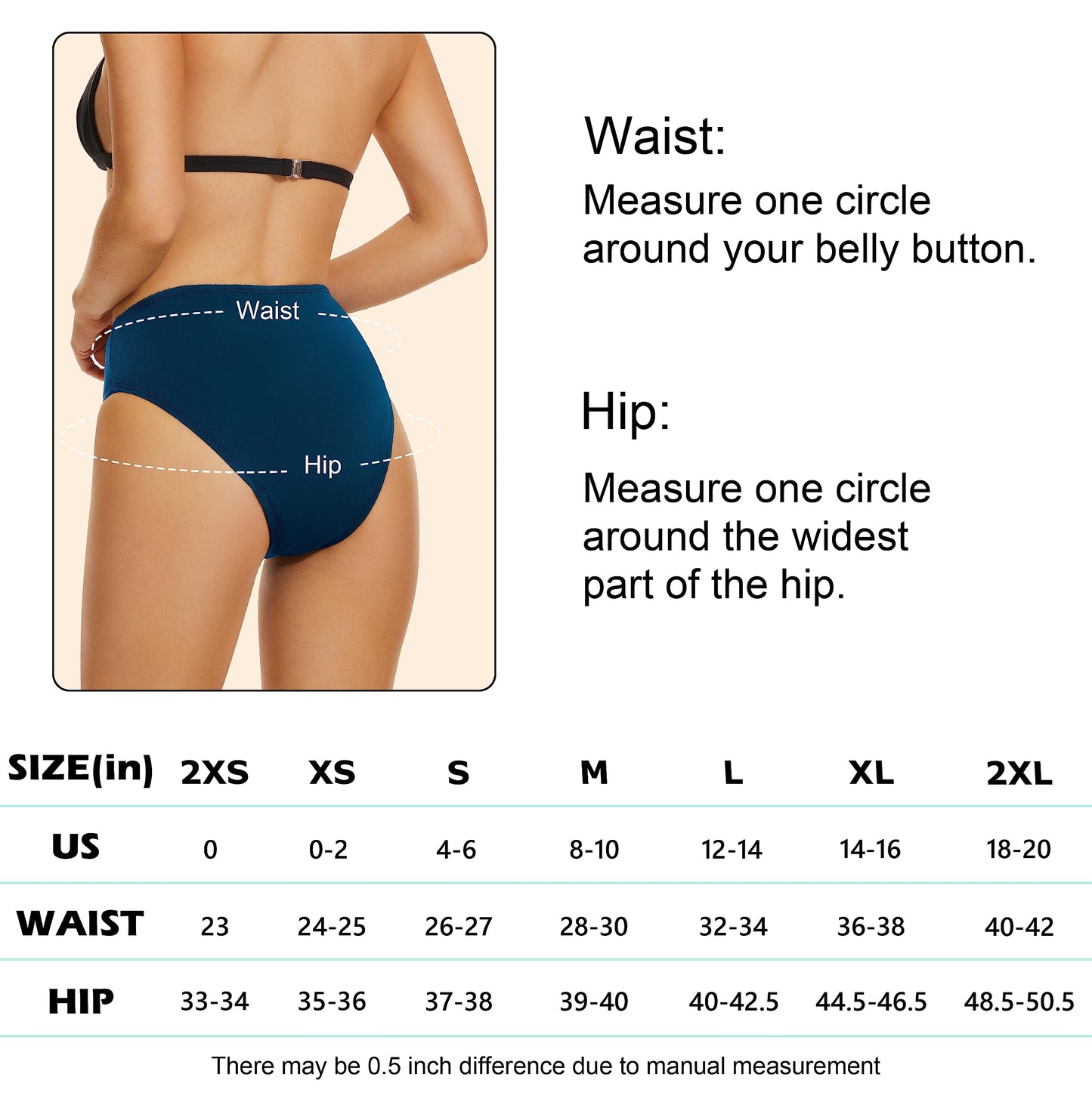 Leovqn Period Swimwear Leakproof Menstrual Bikini Waterproof Bottom UPF 50+ Swim Brief Light Flow - Teens Girls Women