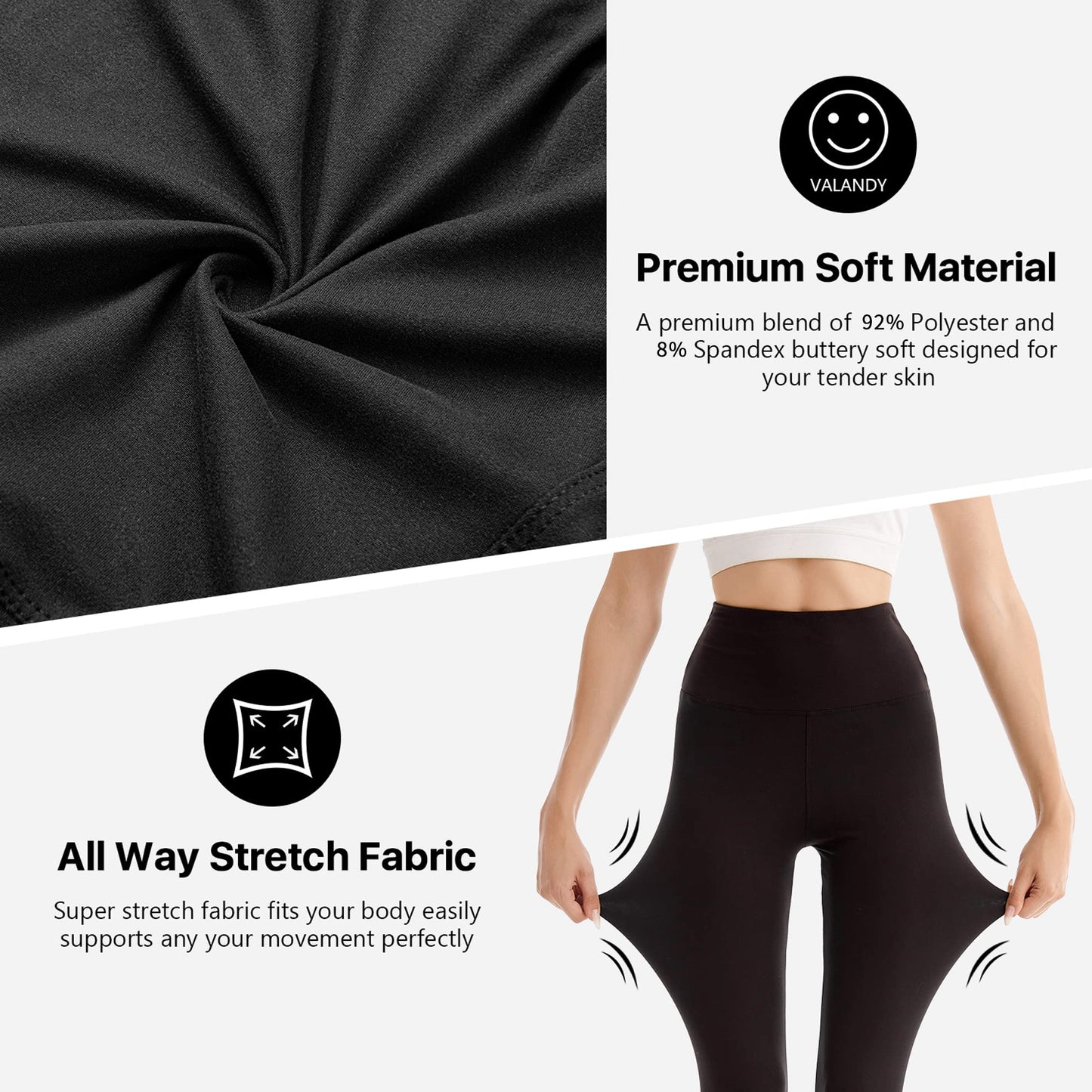 SINOPHANT High Waisted Capri 3/4 Length Leggings for Women, Buttery Soft Elastic Opaque Tummy Control Leggings, Cropped Trousers for Workout Gym Yoga