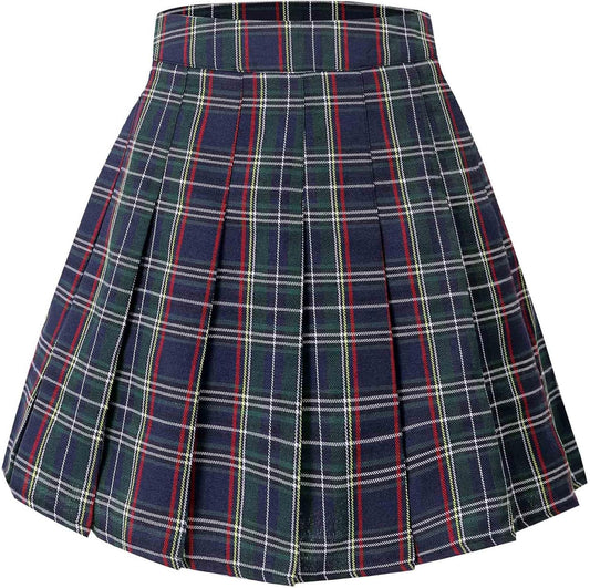 Hoerev Women Girls Short High Waist Pleated Skater Tennis School Skirt