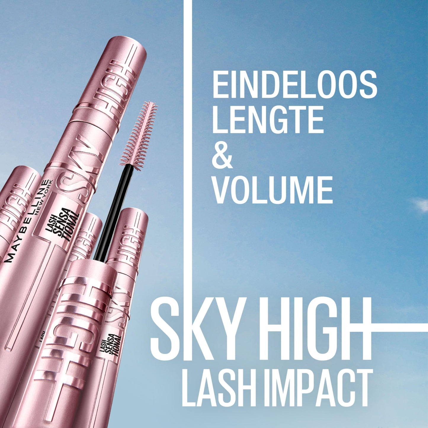 Maybelline New York Lash Sensational Sky High Mascara, Volumising & Lengthening Mascara, Washable Flake-Free Formula Infused with Bamboo Extract & Fibres, 7.2 ml, Shade: 01, Very Black