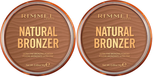 RIMMEL LONDON - Natural Bronzer - Silky-Smooth & Ultra-Fine Bronzing Powder - Sunkissed Look, Mimicking Natural Tan - 002 Sunbronze - 14g