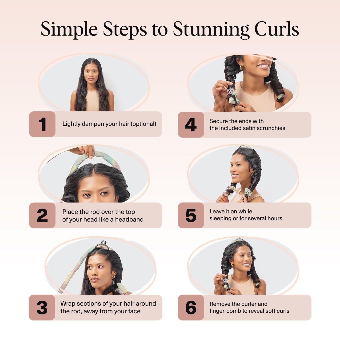 Kitsch Heatless Curling Set - Satin Heatless Curler, Hair Curler No Heat, Heatless Curler for long and short hair, Overnight Curls with 2 Satin Scrunchies and Blowout Rod - Sunset Tie Dye