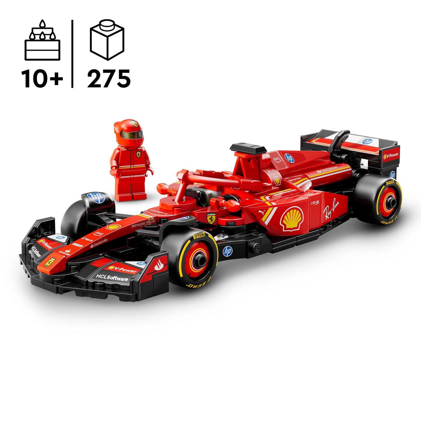 LEGO Speed Champions Ferrari SF-24 F1 Race Car Toy with a Collectible Formula 1 Driver Minifigure - Model Kits for 10+ Year Old Boys & Girls or Adult Motorsport Fans 77242