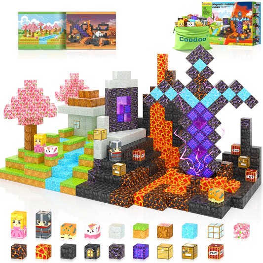 Magnetic Blocks - Build Mine Magnet World Magic Portal Set, Magnetic Tiles Building Blocks Toddler Toy STEM Sensory Outdoor Toys for 3+ Year Old Boys & Girls, Creative Kids Games Kids Toys