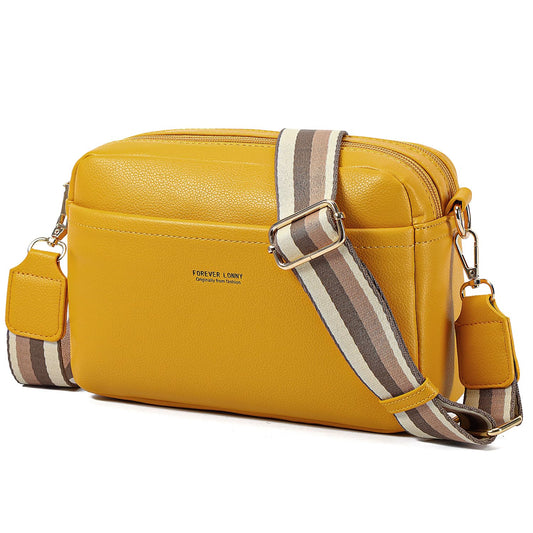 AIFILLE Women's Shoulder Bag, PU Leather Crossbody Bag for Women, Small Phone Bag for Girls with Wide Detachable Shoulder Strap and 2 Zip Compartments