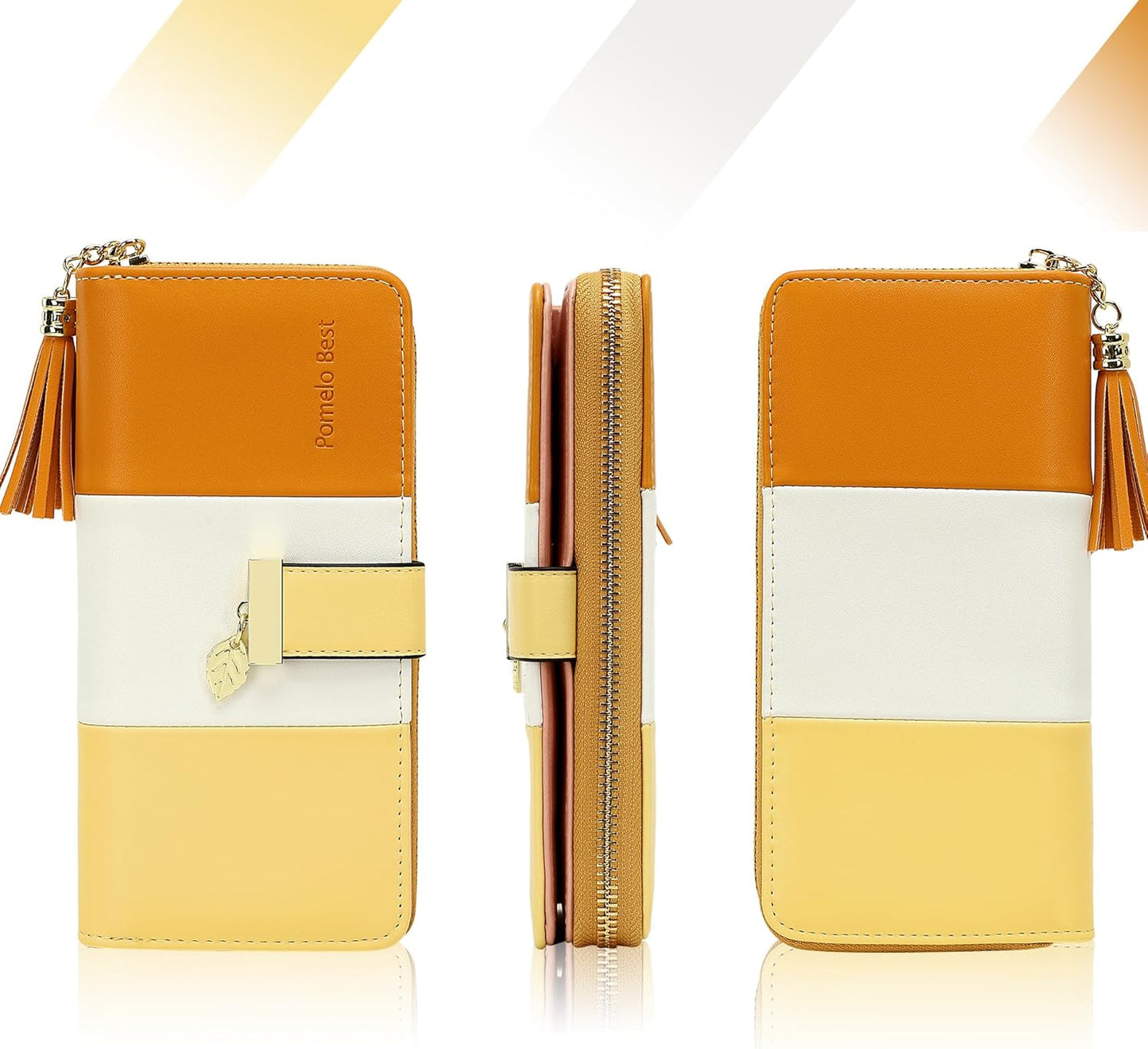 Pomelo Best Womens Wallet RFID Blocking Large Capacity Long Purse with Multiple Card Slots Zipper Phone Coin Pocket
