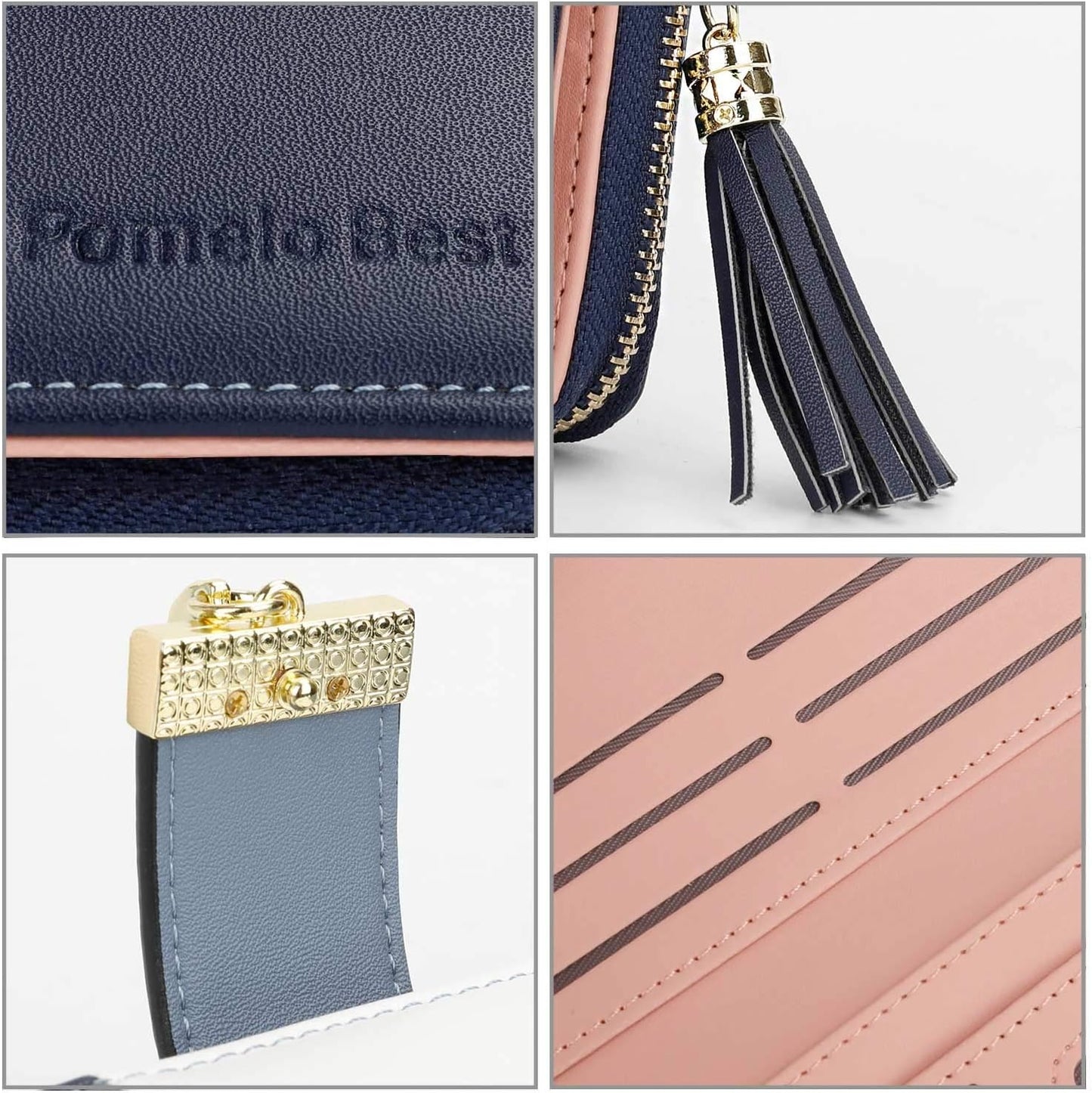 Pomelo Best Womens Wallet RFID Blocking Large Capacity Long Purse with Multiple Card Slots Zipper Phone Coin Pocket