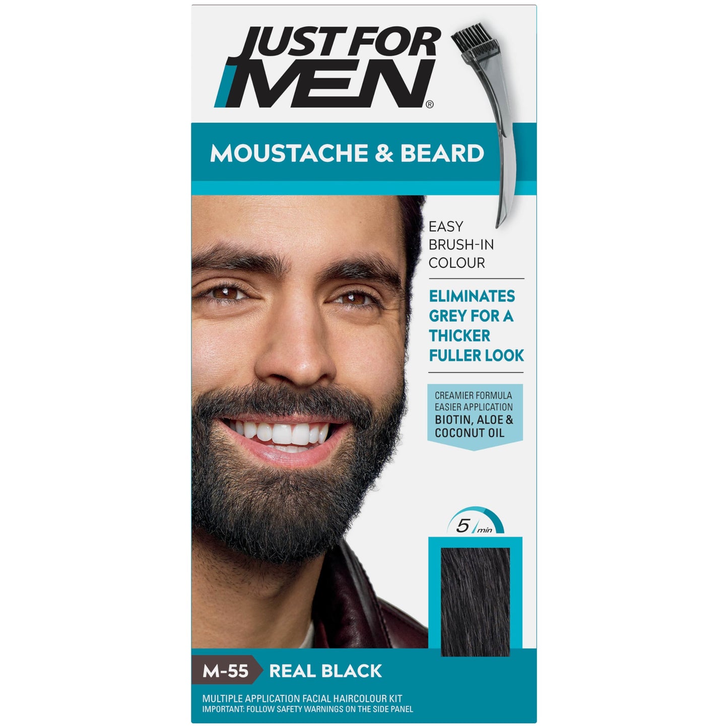 Just for men Moustache & Beard Dark Brown Dye, Eliminates Grey for a Thicker & Fuller Look � M45