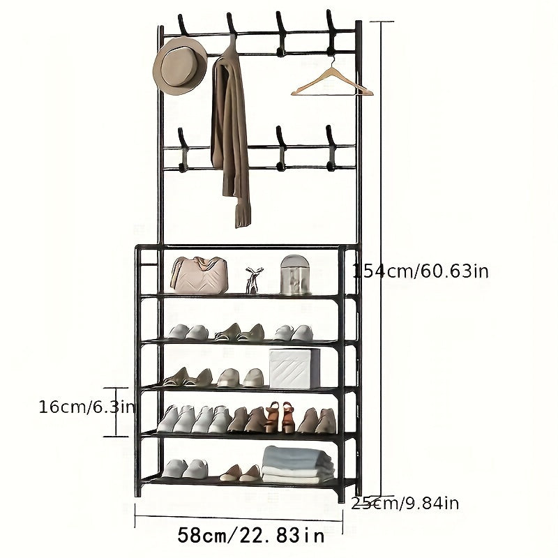 4/5 Layer Carbon Steel Coat Rack | Multipurpose Hanger & Shoe Shelf