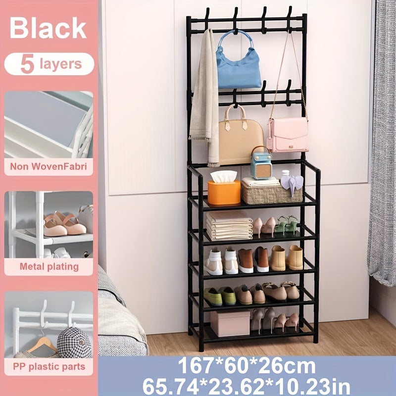 4/5 Layer Carbon Steel Coat Rack | Multipurpose Hanger & Shoe Shelf