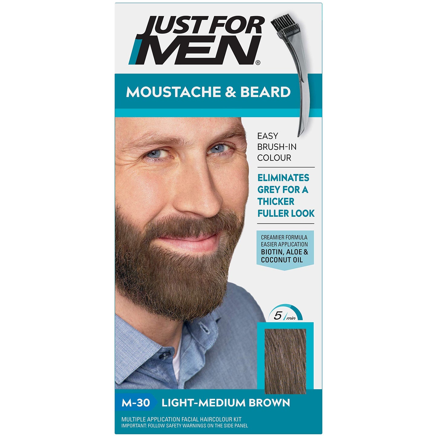 Just for men Moustache & Beard Dark Brown Dye, Eliminates Grey for a Thicker & Fuller Look � M45