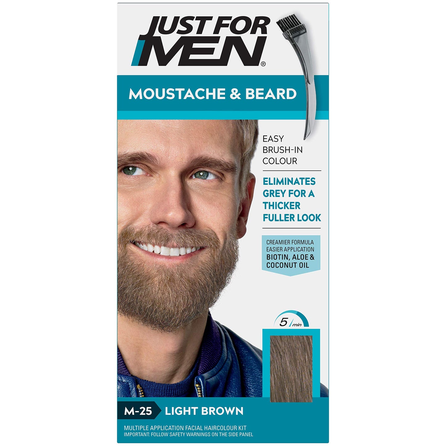 Just for men Moustache & Beard Dark Brown Dye, Eliminates Grey for a Thicker & Fuller Look � M45