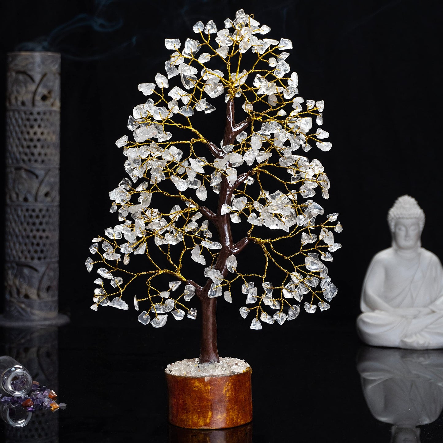 Green Jade Feng Shui Healing Crystals Tree of Life Handmade Gemstone Crystal Tree Bonsai for Spiritual Gifts Home Decor Present mum Gift for Women birthday gifts for men house warming gifts, 10-12"