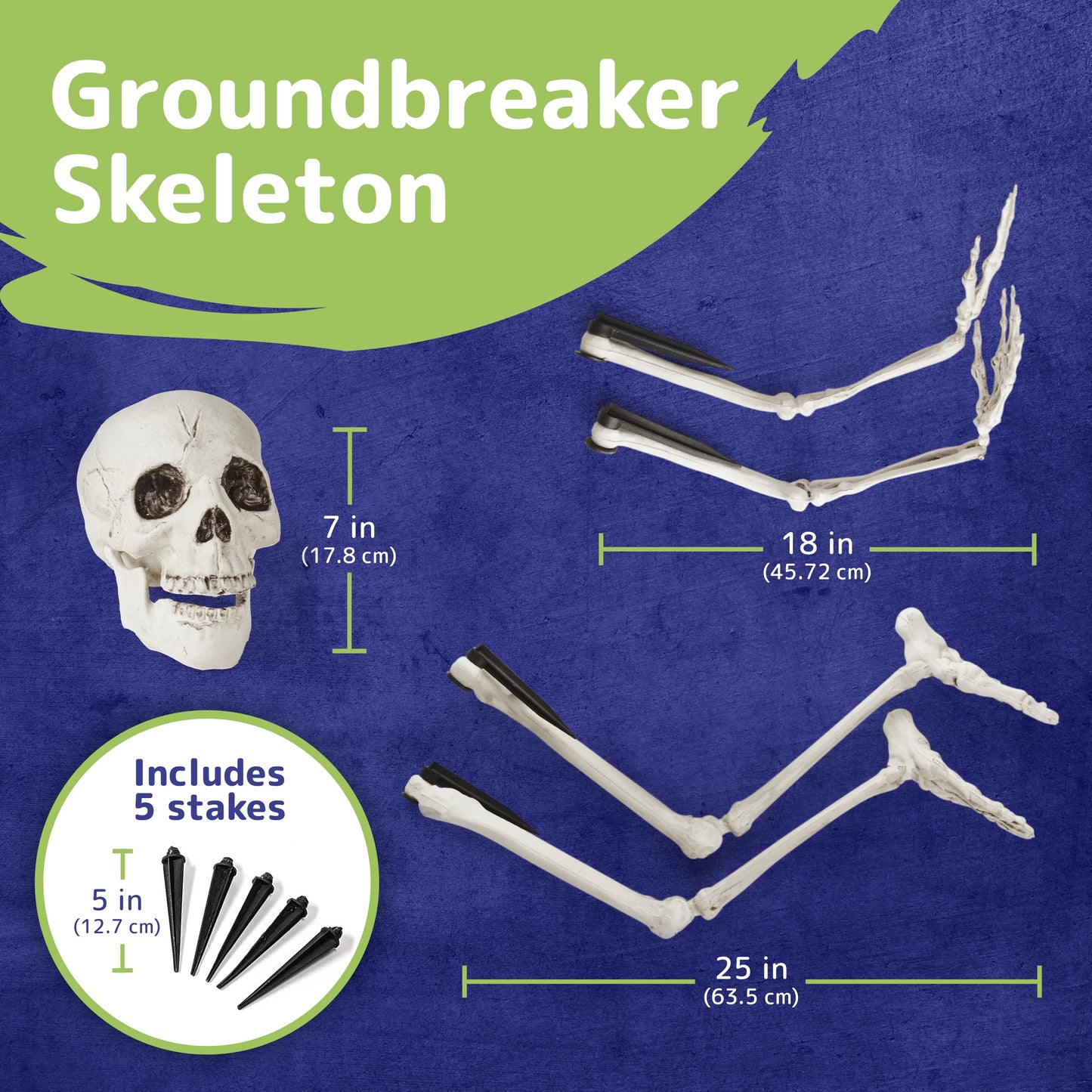 Prextex Halloween Skeleton Figure - Full Standing Body Skeleton with Movable/Posable Joints and Two Sets Of Body Accessories, Posable Decor for Halloween Decorations Outdoor Indoor - 48cm (19 Inch)