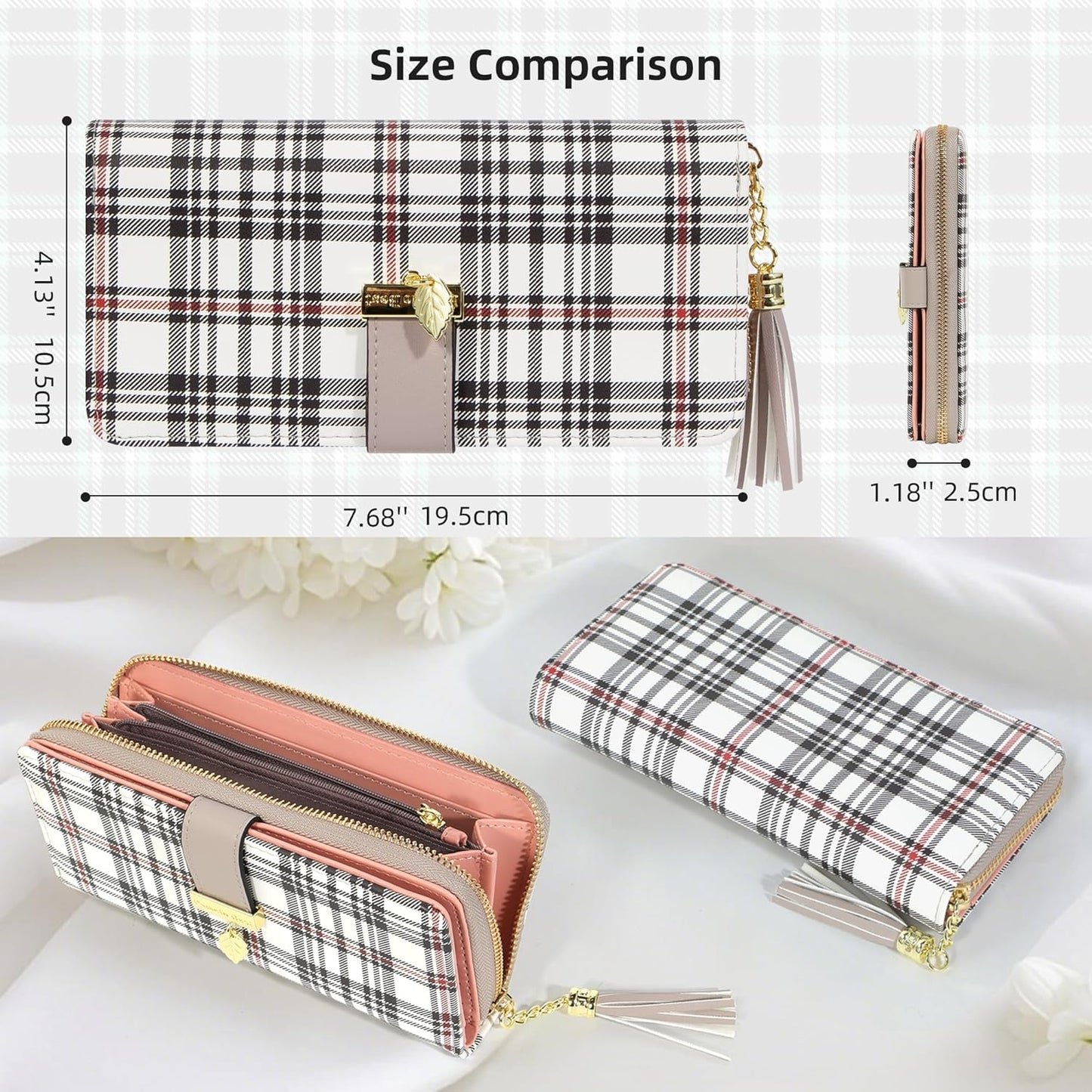Pomelo Best Womens Wallet RFID Blocking Large Capacity Long Purse with Multiple Card Slots Zipper Phone Coin Pocket