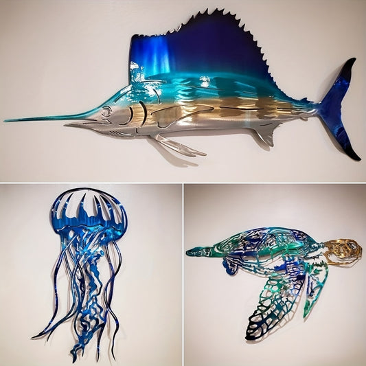 Tropical Metal Sailfish Wall Art | Wrought Iron Sculpture Decor
