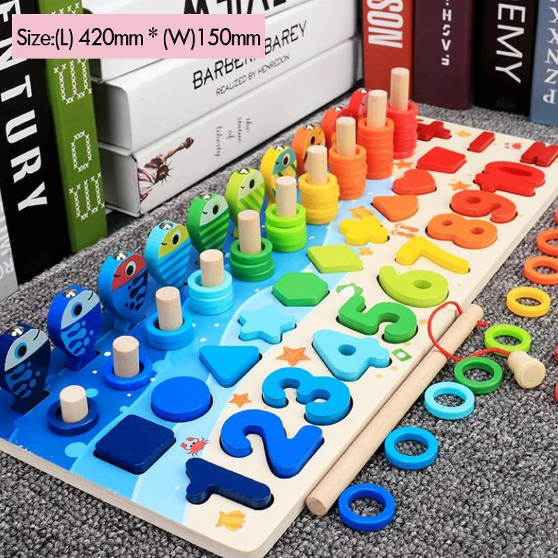 Montessori Math Toys for Toddlers | Wooden Puzzle & Fishing Game