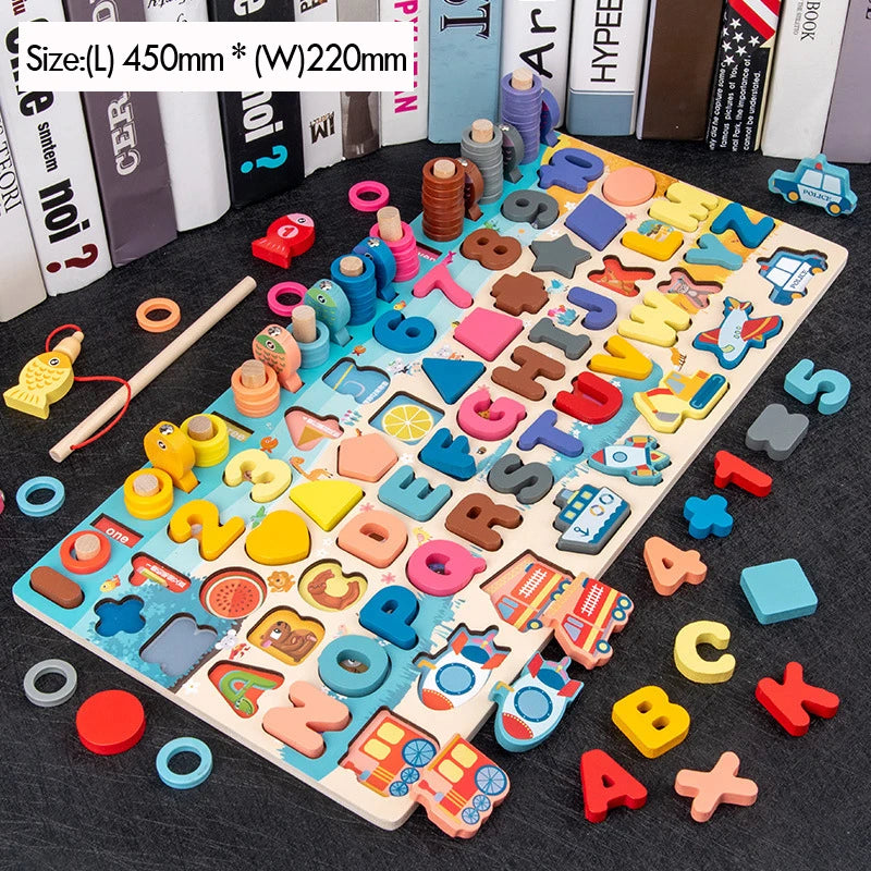 Montessori Math Toys for Toddlers | Wooden Puzzle & Fishing Game