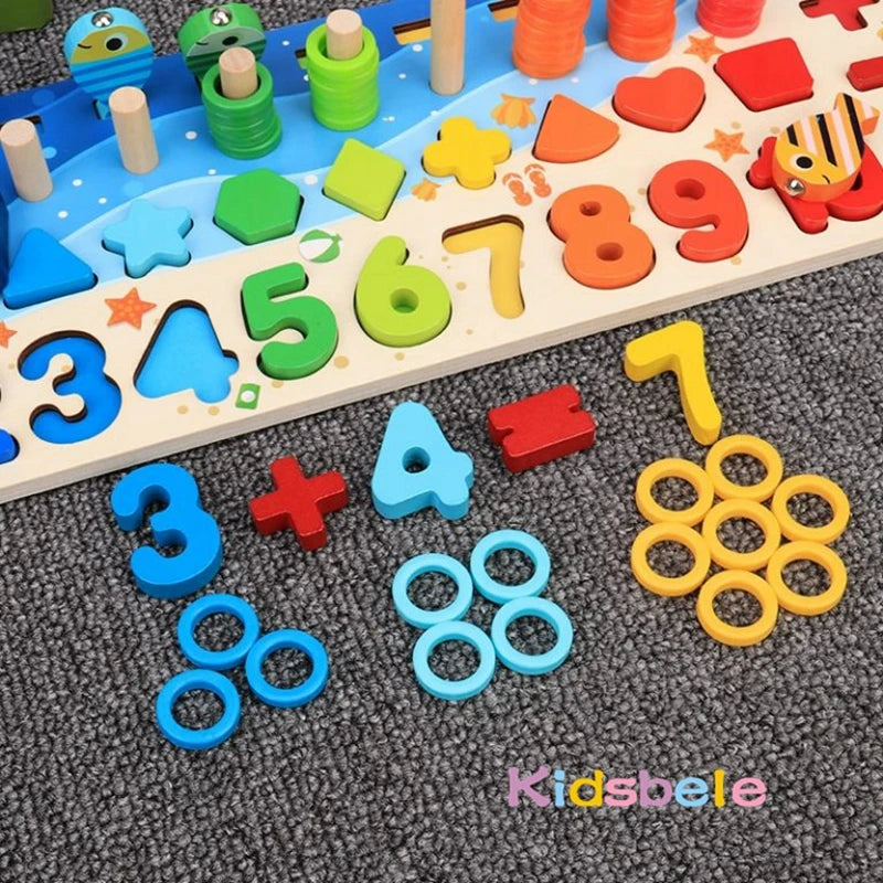Montessori Math Toys for Toddlers | Wooden Puzzle & Fishing Game