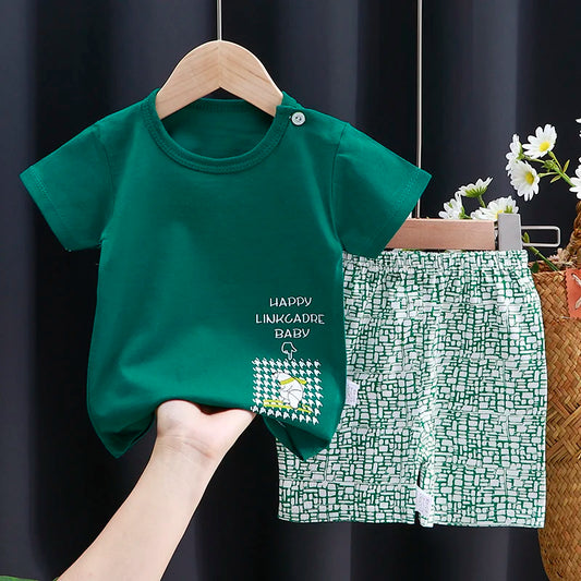 Kids Summer Clothing Set | Cotton T-Shirt & Shorts Cartoon Tracksuit